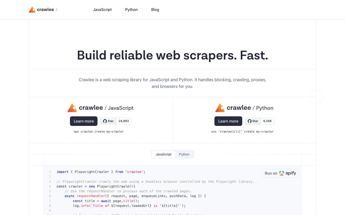 Crawlee website