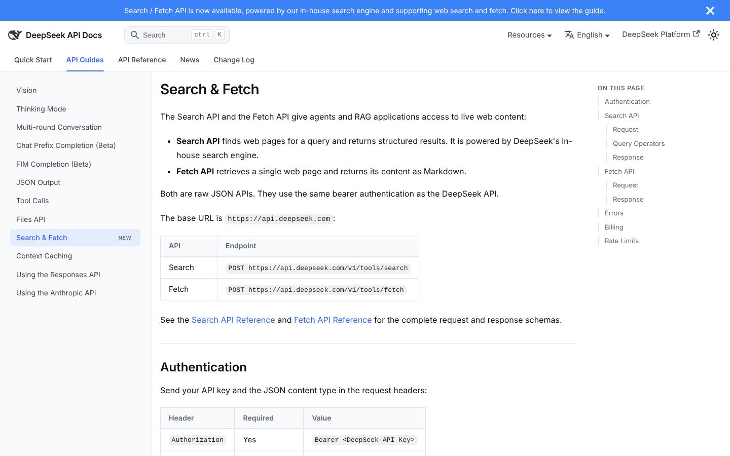 DeepSeek Search API website