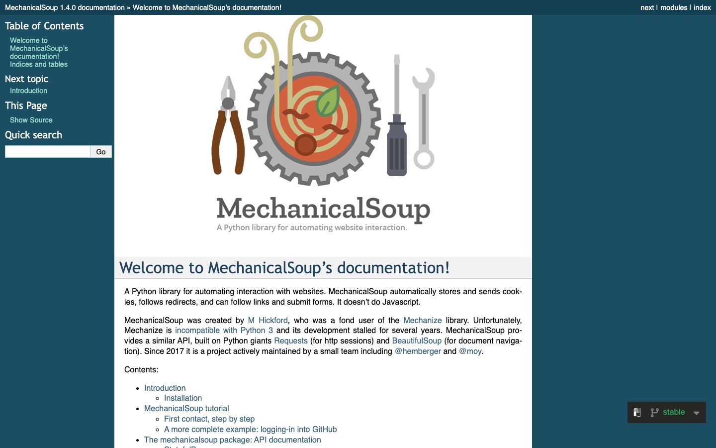 MechanicalSoup website