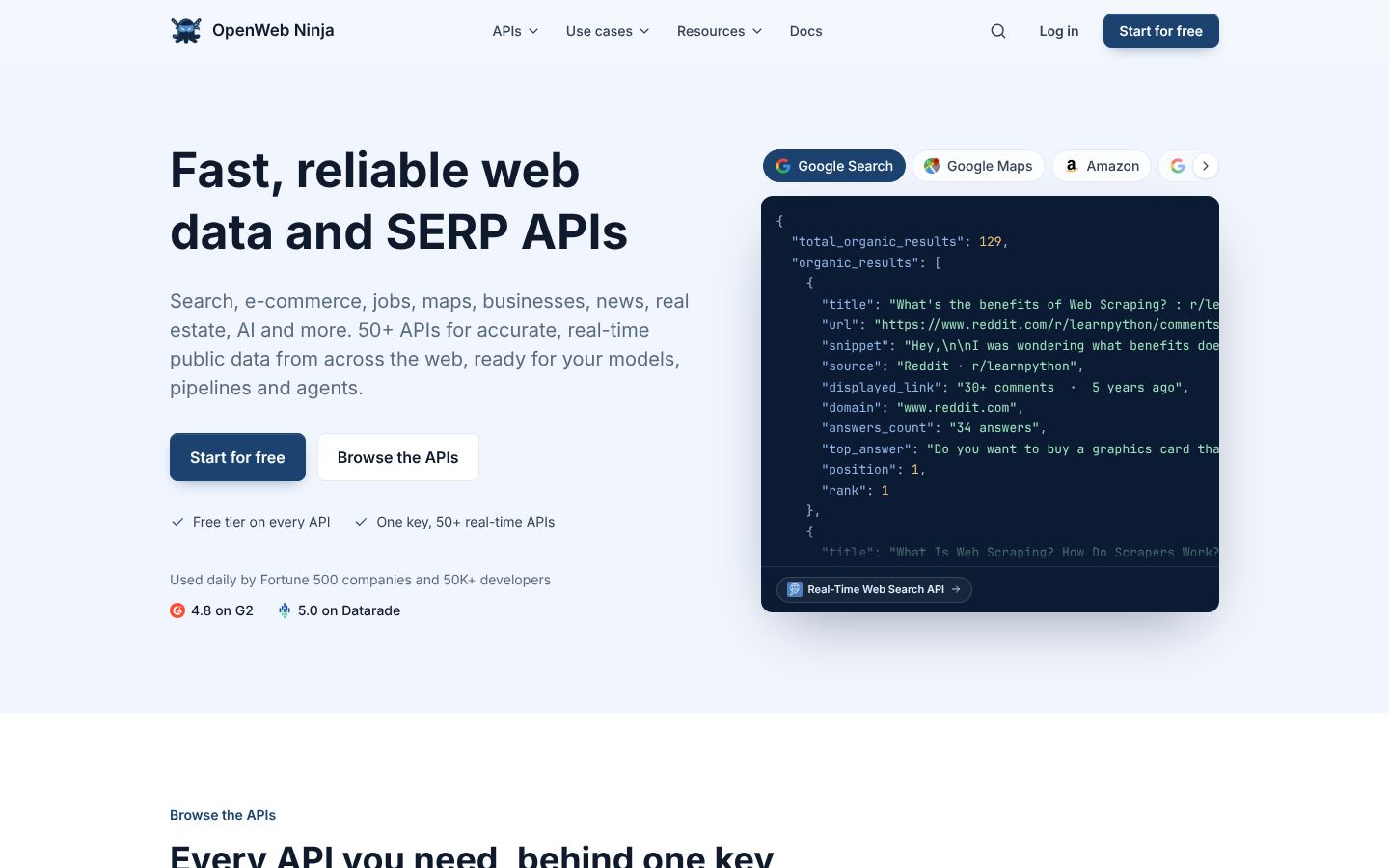OpenWeb Ninja website