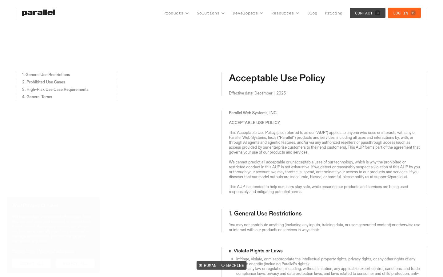 Parallel AI website