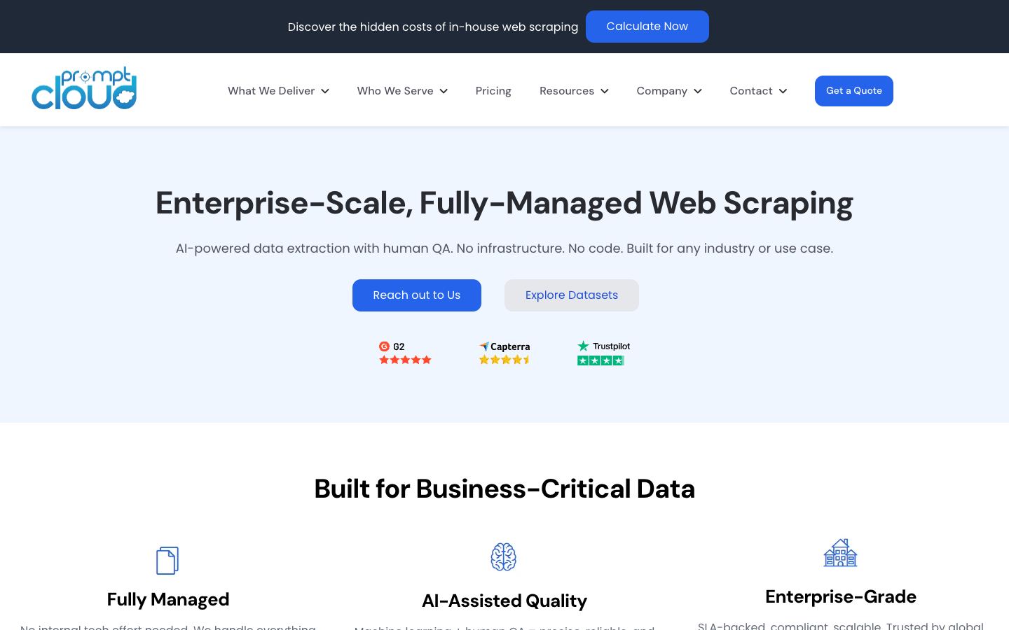 PromptCloud website