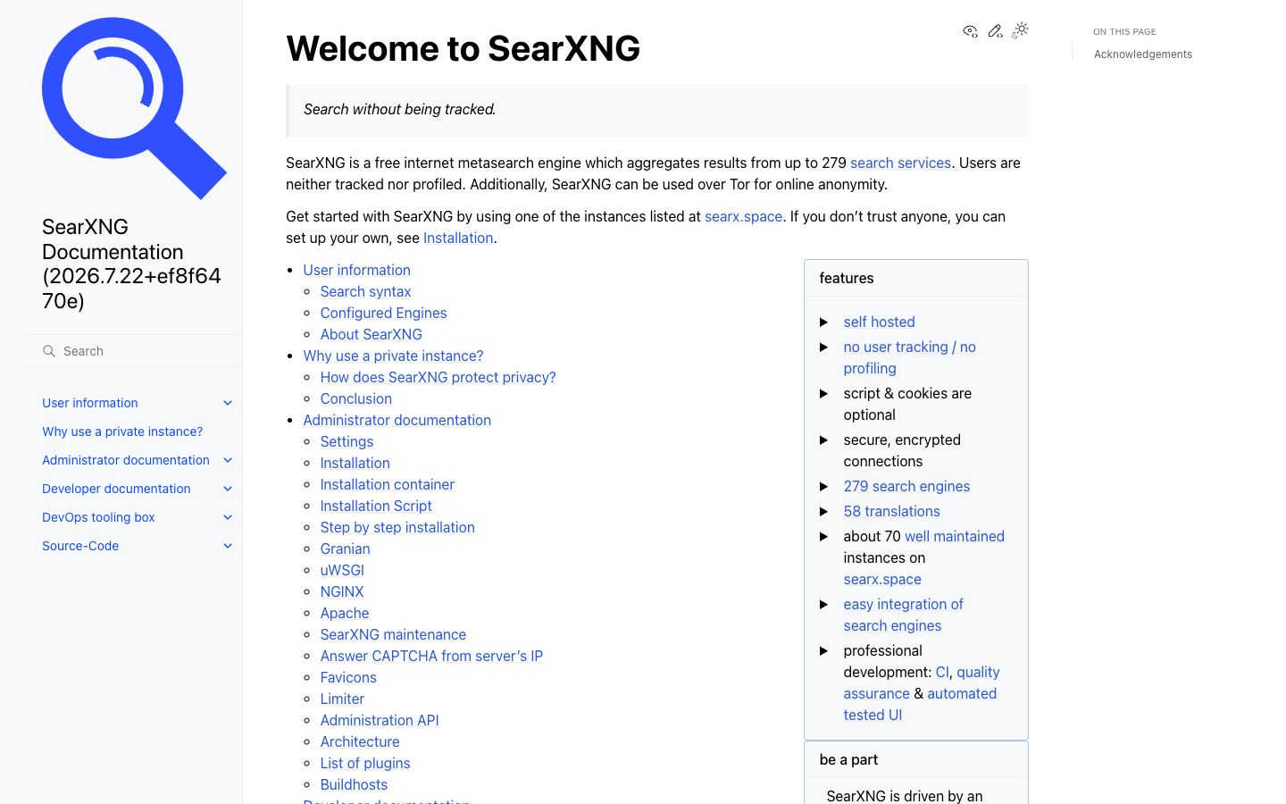 SearXNG website