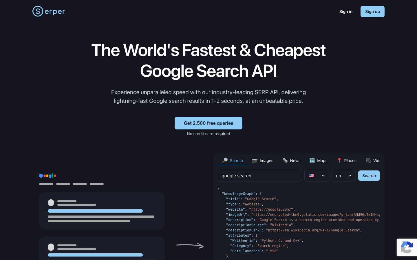 Serper.dev website