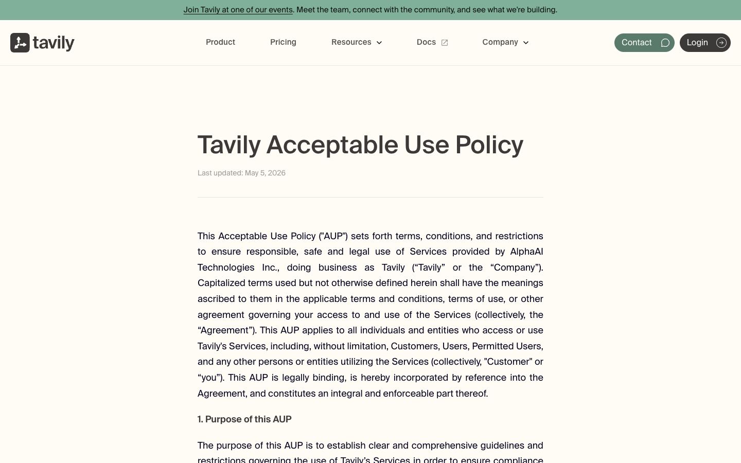 Tavily website