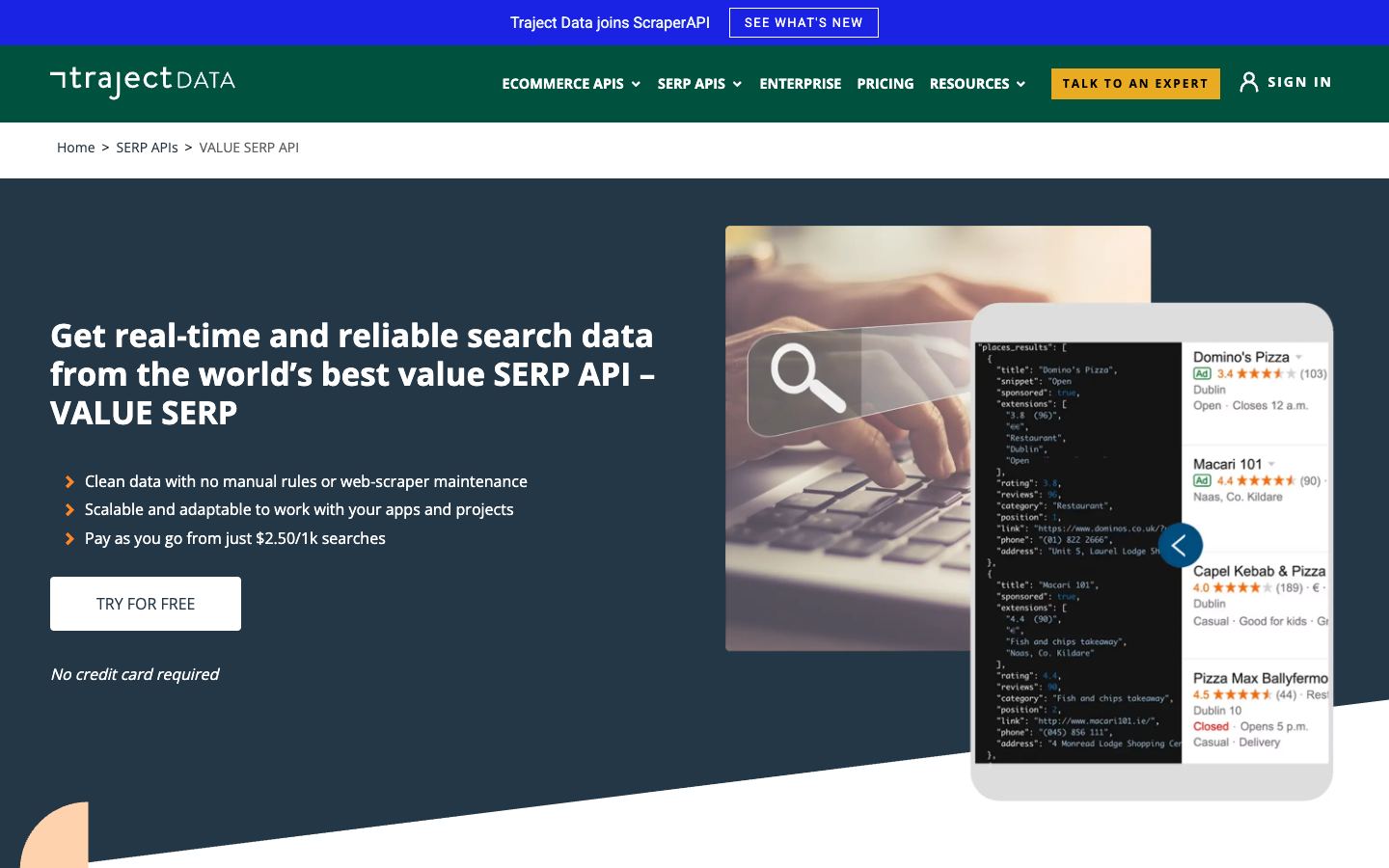 ValueSERP website